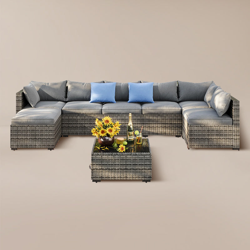 8PCS Rattan Outdoor Sofa Set Grey