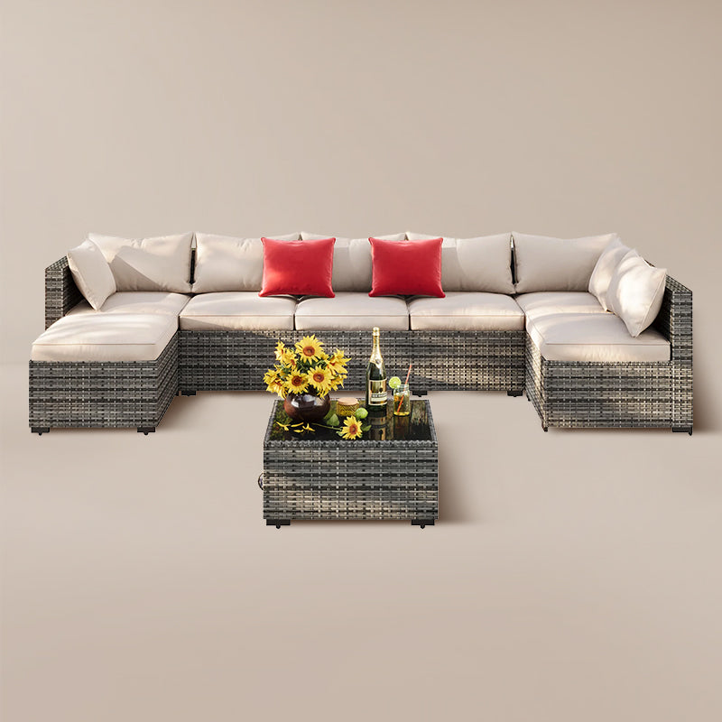 8PCS Rattan Outdoor Sofa Set Beige