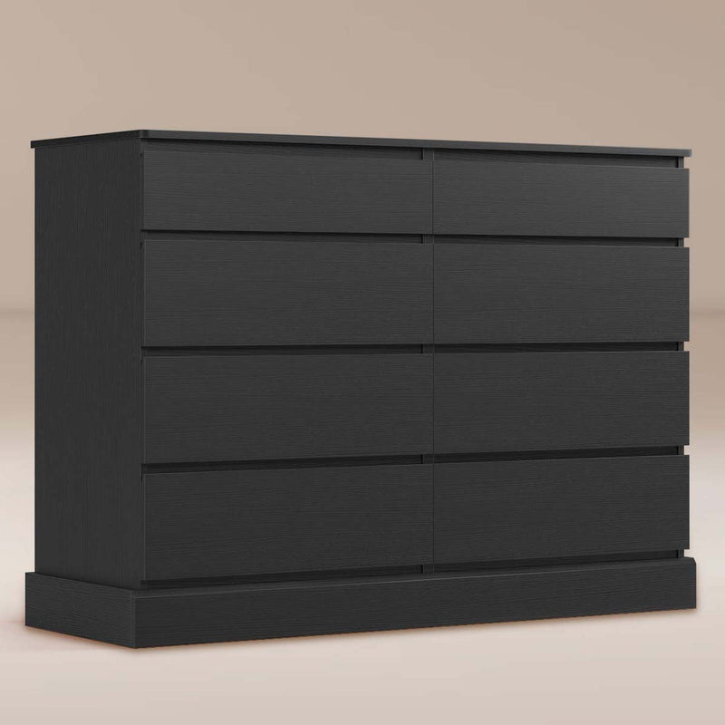 8 Drawers Long Double Dresser with Storage Organizer Black