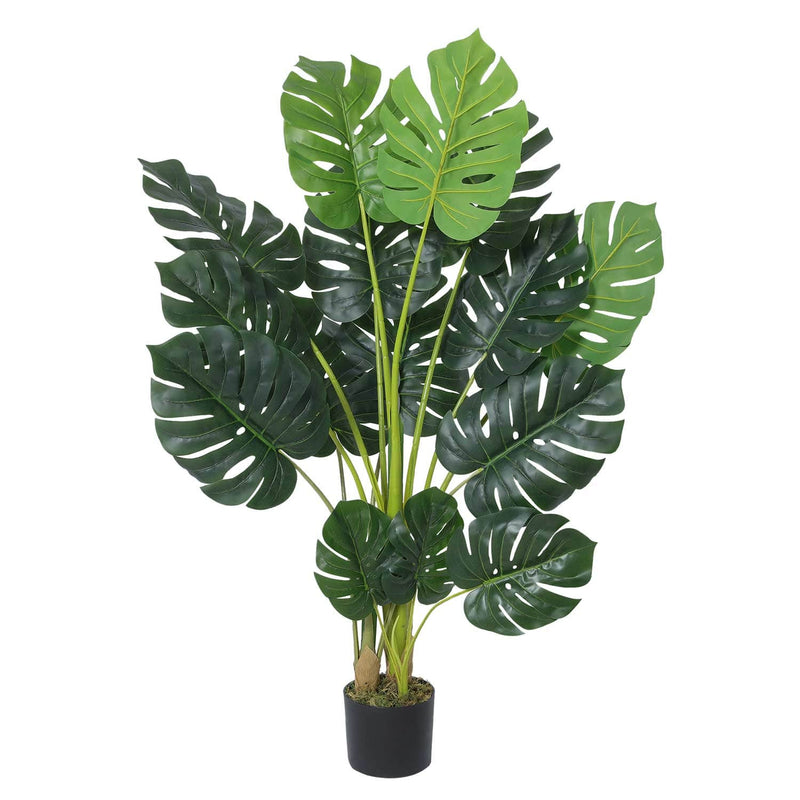 Sikaic Artificial Tree 2 Pack Artificial Monstera Deliciosa Plant 4ft Tall 15 Decorative Split Leaves Faux Swiss Cheese Fake Tropical Palm Tree