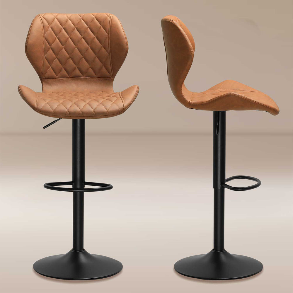 Sikaic Bar Chair 2Pcs Adjustable Height Swivel Leather Bar Chairs Brown Brown / PU Leather / Mid Century