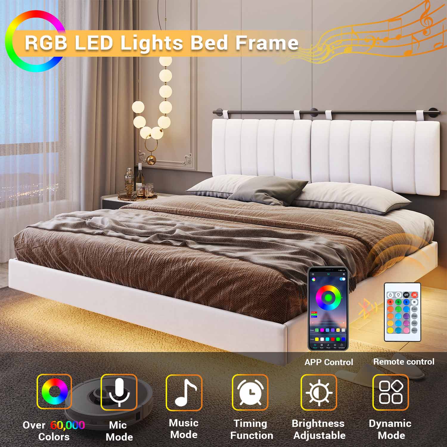 Adjustable bed frame with led deals lights