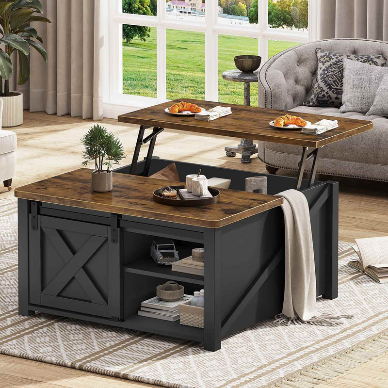 Sikaic Coffee Table 31.5" Lift Top Coffee Table with Storage Square Table Living Room Large Hidden Storage Compartment and Adjustable Shelves Black