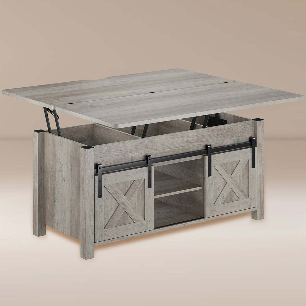 Sikaic Coffee Table Sikaic 4 in 1 Multi-Function Lift Top Coffee Tables Converts To Dining Table Grey Grey / Farmhouse / Wood