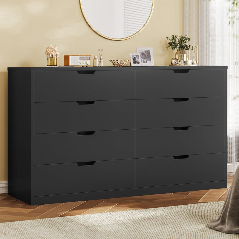 Sikaic Dresser 8 Drawers Dresser with Large Capacity for Living Room Black Black / Engineered Wood / Modern