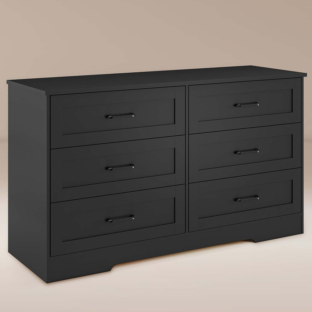 Sikaic Dresser Dresser with 6 Large Capacity Storage Drawers Black Black / Modern