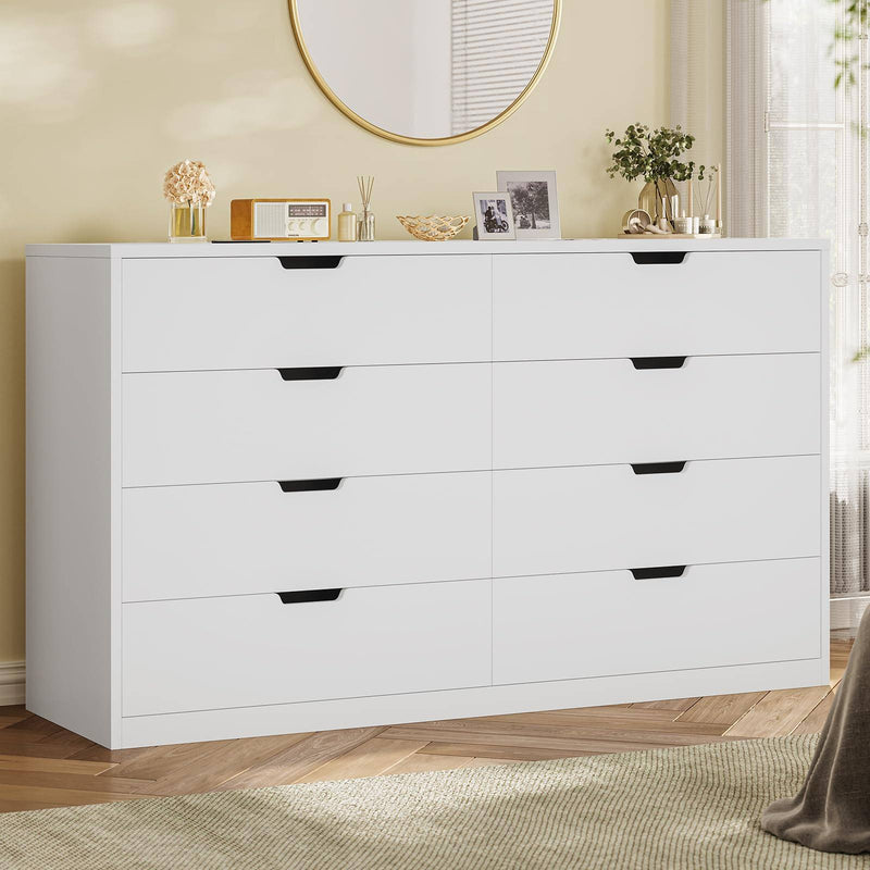 Sikaic Dresser 8 Drawers Dresser with Large Capacity for Living Room White Sikaic 8 Drawers Dresser White White / Engineered Wood / Modern