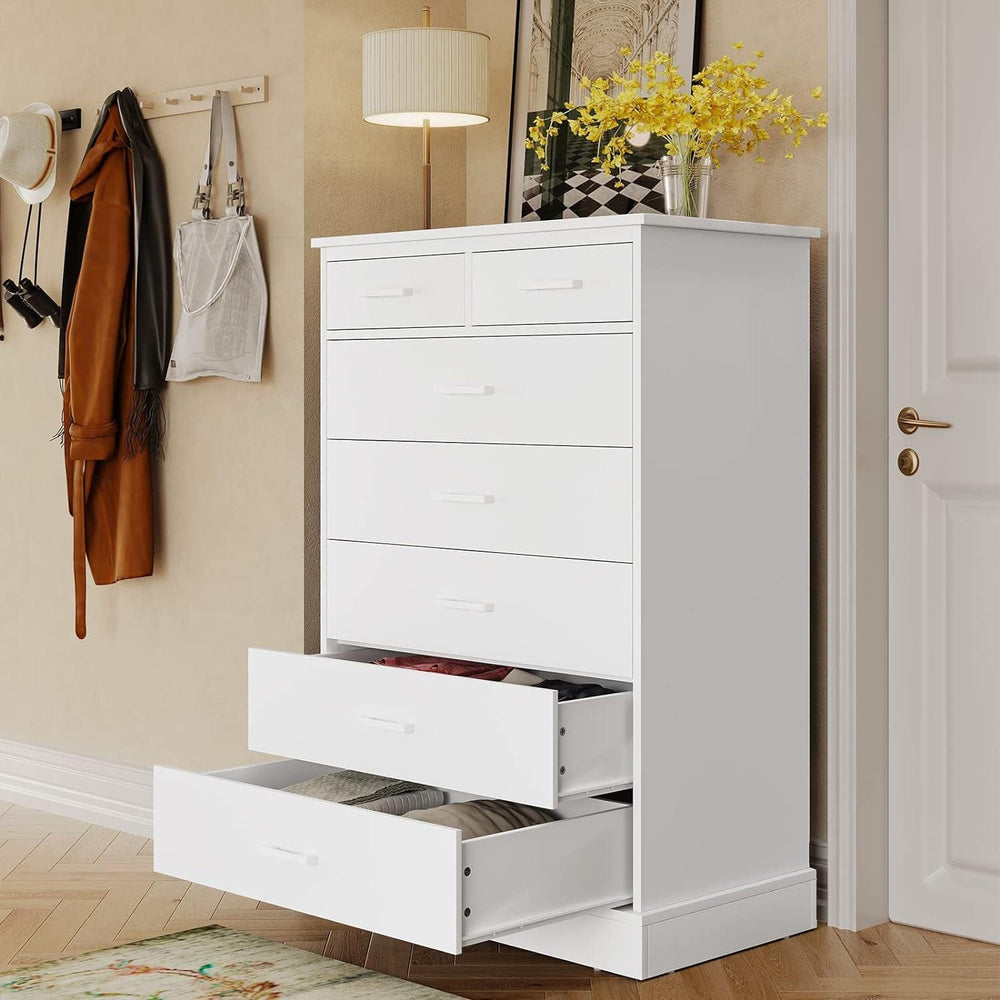 Sikaic Dressers 7 Drawers Dresser With Sturdy Base Storage Cabinet White