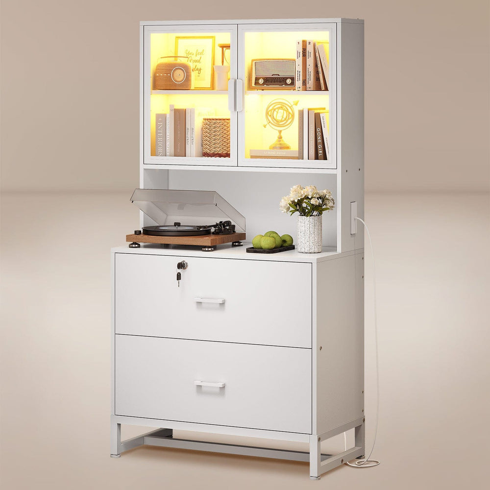 Sikaic File Cabinet File Cabinet with Bookshelf White White / Engineered Wood / Modern