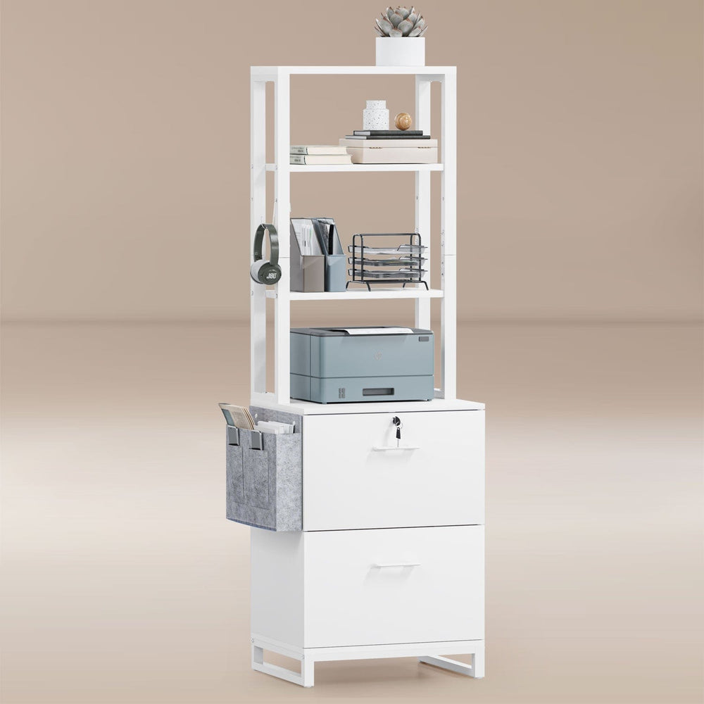 Sikaic File Cabinet File Cabinet with 2 Drawers and Lock White White / Modern