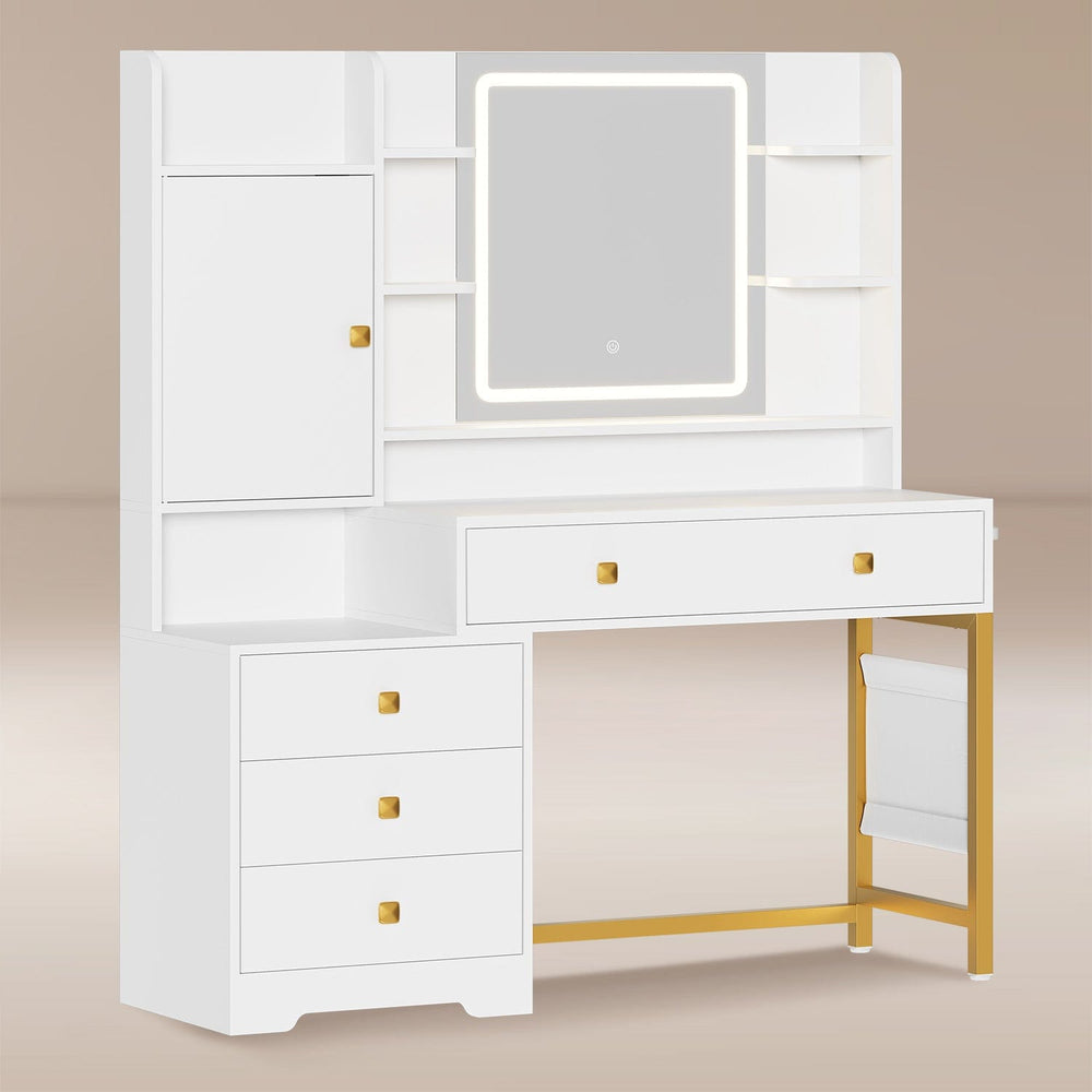 Sikaic Makeup Vanity Makeup Vanity Desk White White / Engineered Wood / Modern