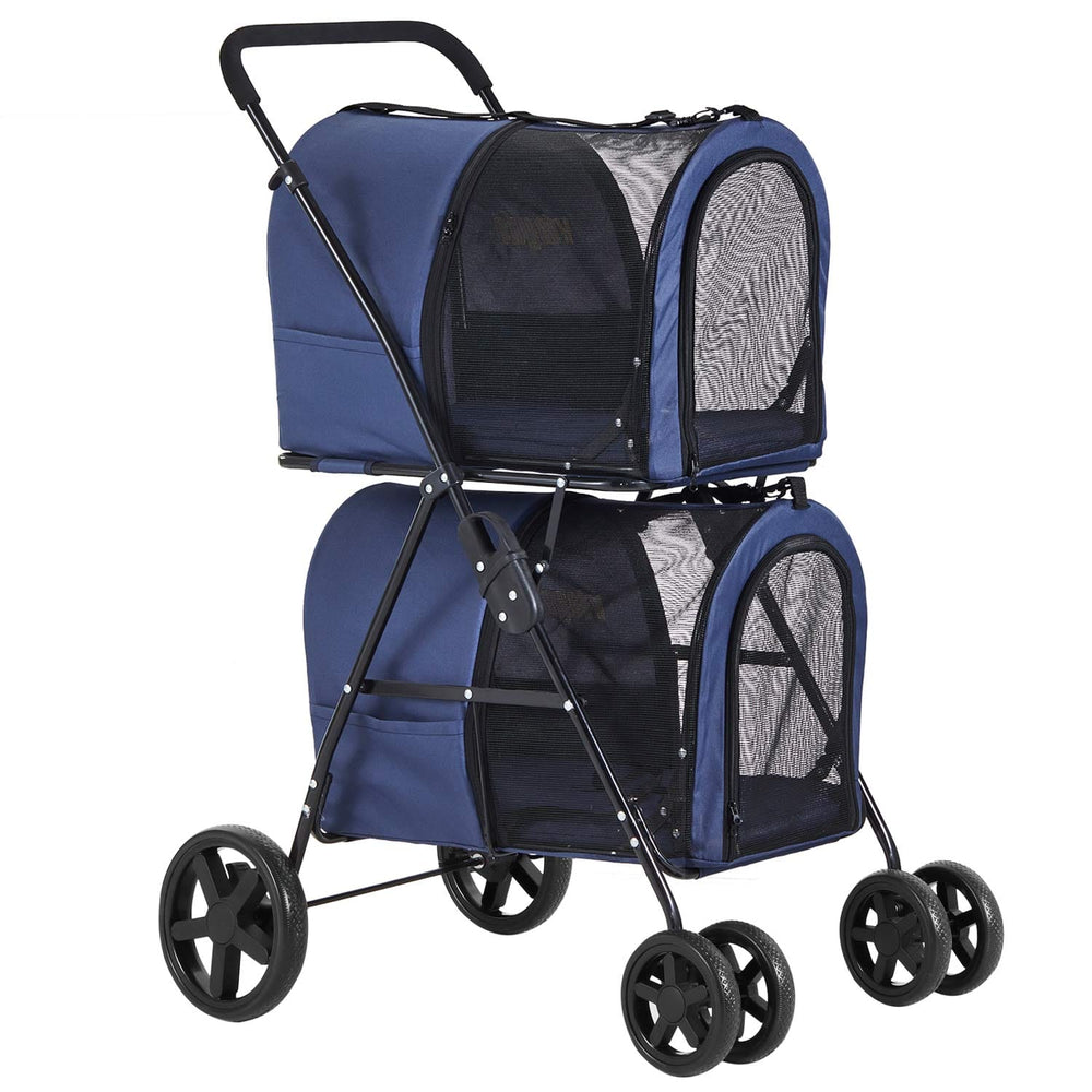 Sikaic Pet Stroller 4-in-1 Pet Strollers for Small Medium Pets 4 Lockable Wheels Navy Blue