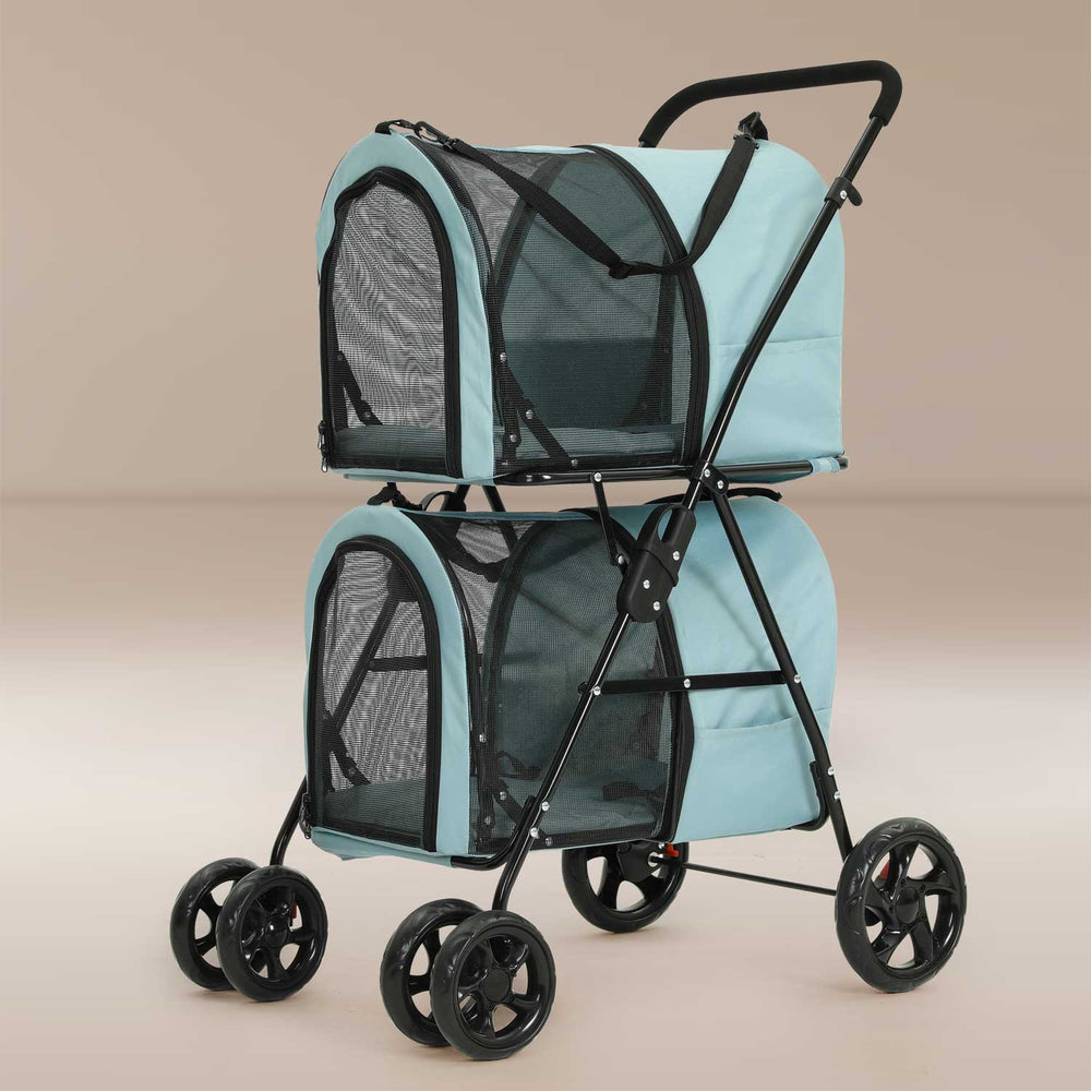 Sikaic Pet Stroller 4-in-1 Pet Strollers with 2 Cart Basket Light Blue Light Blue / Modern